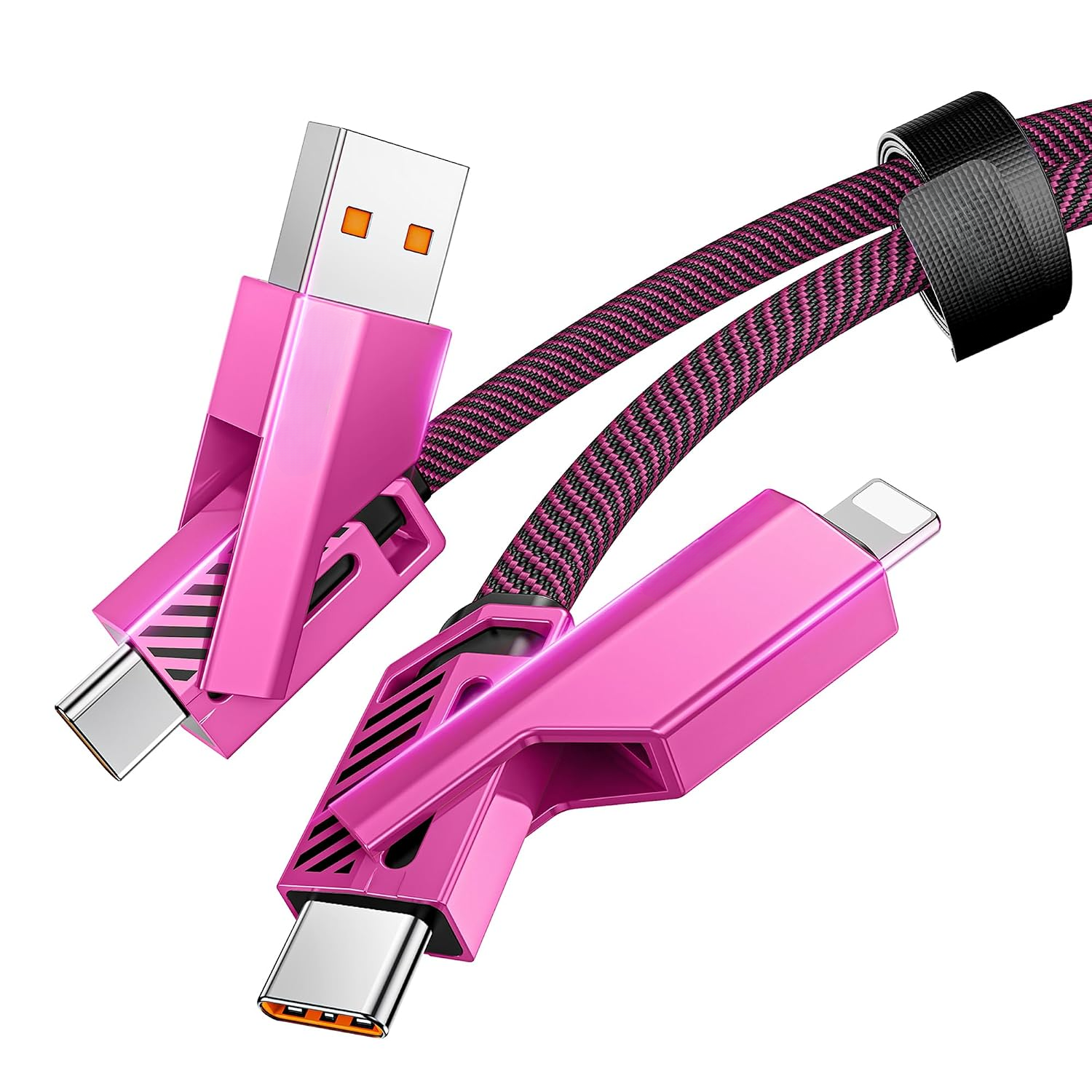 Pink 4 In 1 Braided Fast Charg